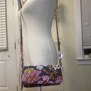 Vera Bradley Women's Wallet Crossbody Purse Bag Coffee Gardens Floral New NWT